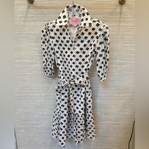 Kate Spade White Floral Button-Up Dress with Black Flowers
